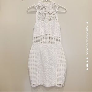 Tobi Amira MOCK Neck White Bodycon Dress